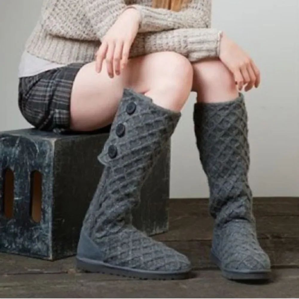 UGG® Australia 'Lattice Cardy' Boot in Charcoal Size 8